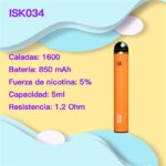 ISK034 Vape Desechable 1600 Caladas vape pen