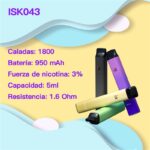 ISK043 Vape Desechable 1800 Caladas Pod pen
