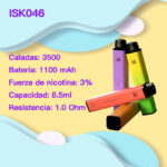 ISK046 Vape Desechable 3500 Caladas con bobina de malla